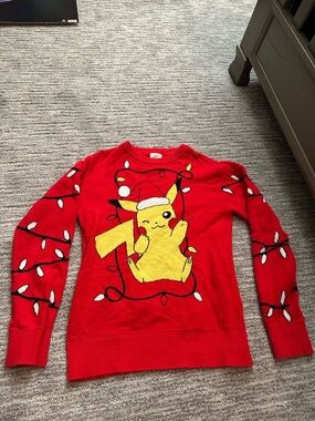 Pokemon Red and Yellow Pikachu Holiday Sweater